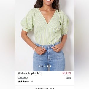 Sanctuary v neck poplin top
